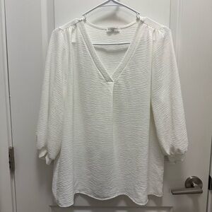 Women’s Cream White V-Neck Flowy Blouse Size Lp